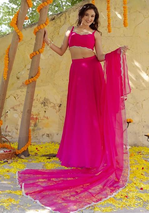 Pink Embellished Blended Lehenga Choli — view on Indya