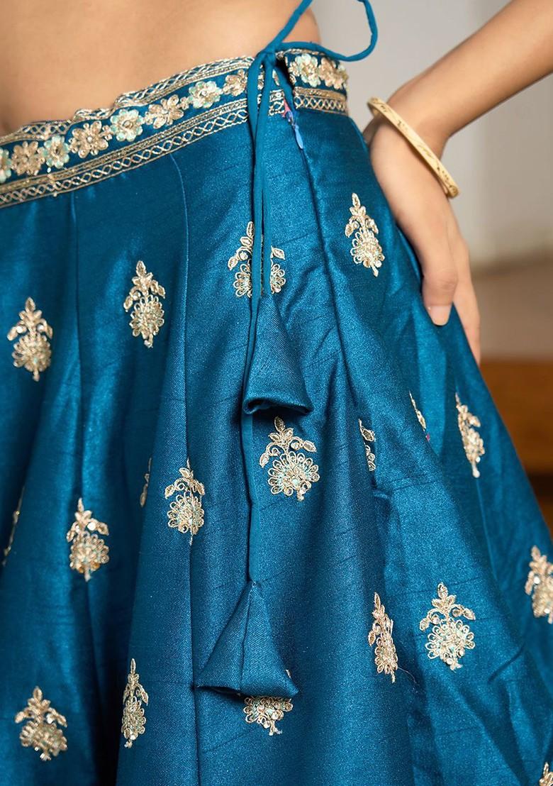 Teal Emboridered Blended Lehenga Choli