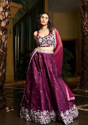 Magenta Emboridered Blended Lehenga Choli