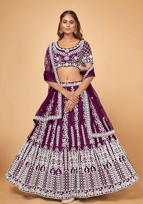 Magenta Emboridered Blended Lehenga Choli