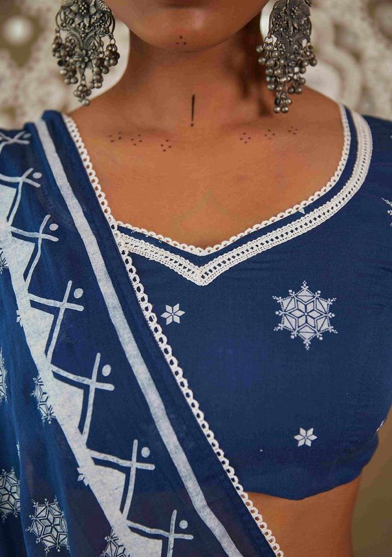 Grey Printed Blended Lehenga Choli - Indya