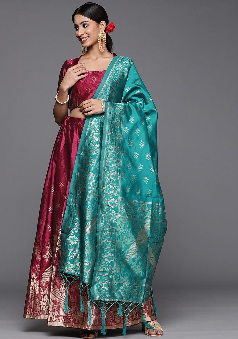 Magenta Emboridered Blended Lehenga Choli - Indya