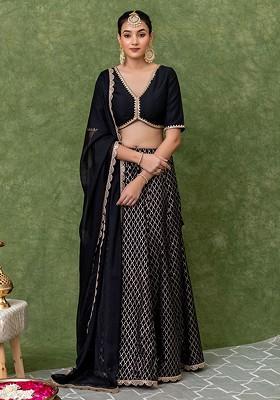 Black Emboridered Blended Lehenga Choli