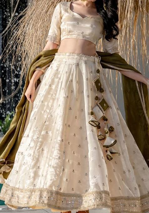 Beige Emboridered Blended Lehenga Choli — view on Indya