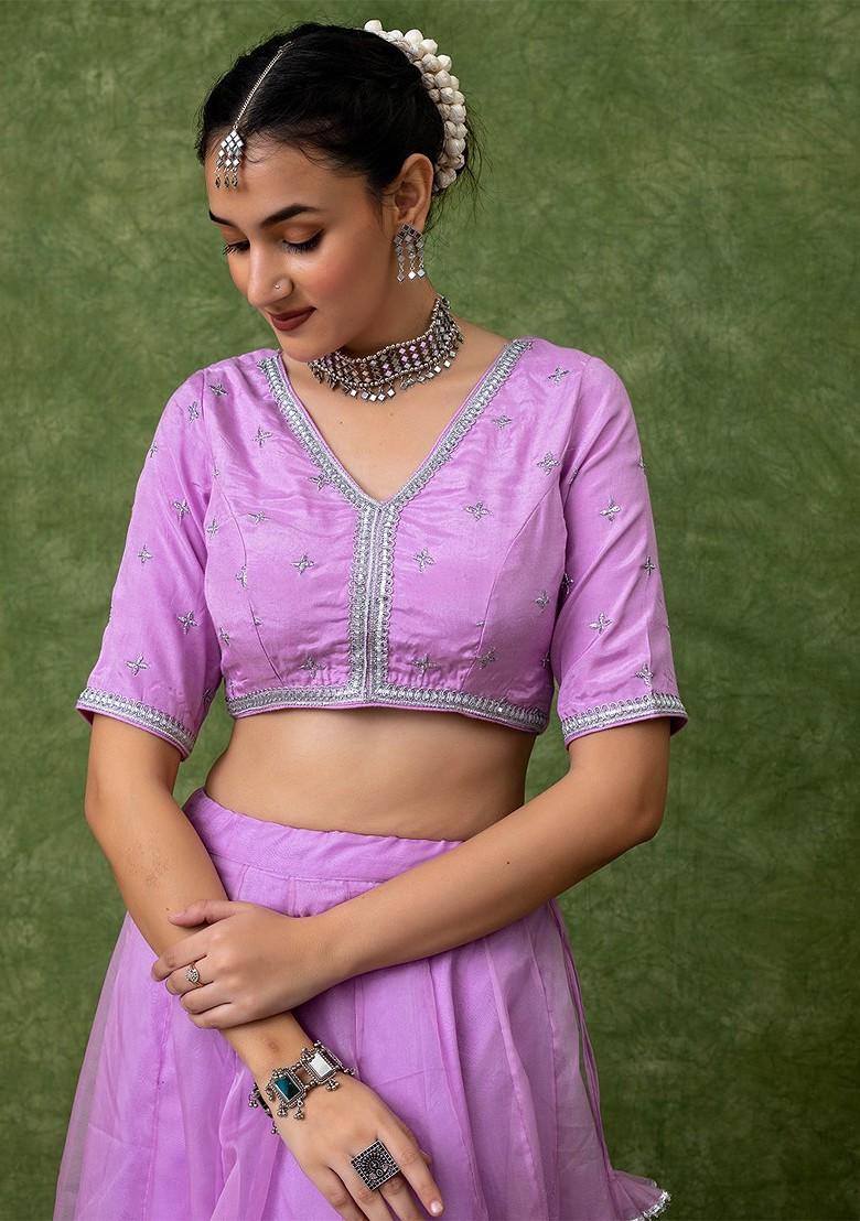 Lavender Emboridered Blended Lehenga Choli - Indya