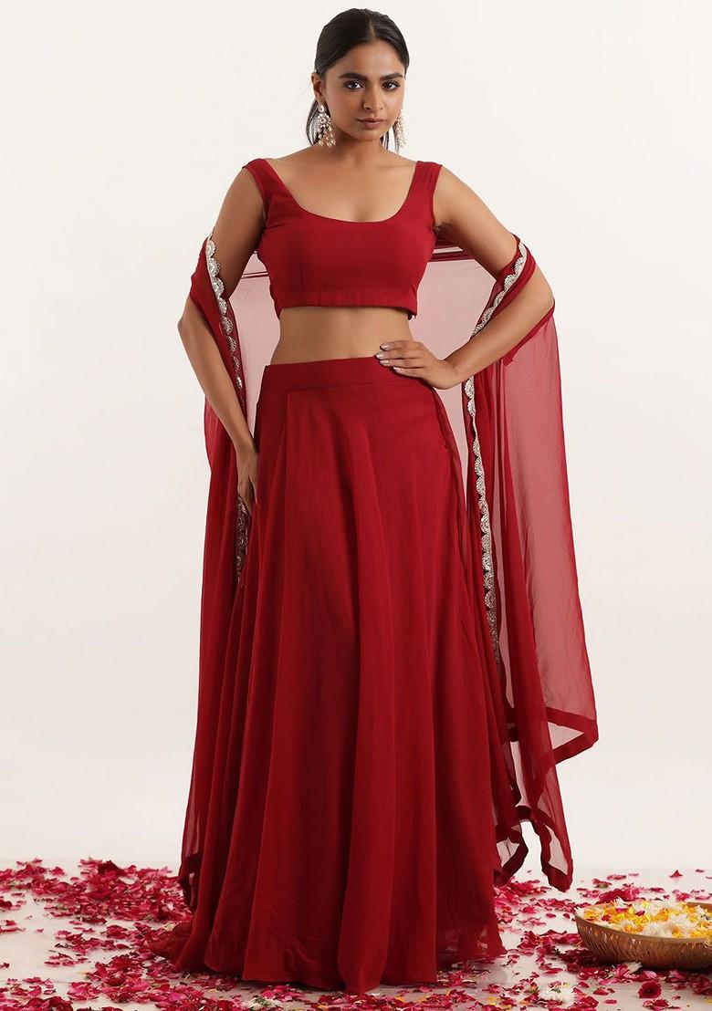 Maroon Emboridered Blended Lehenga Choli
