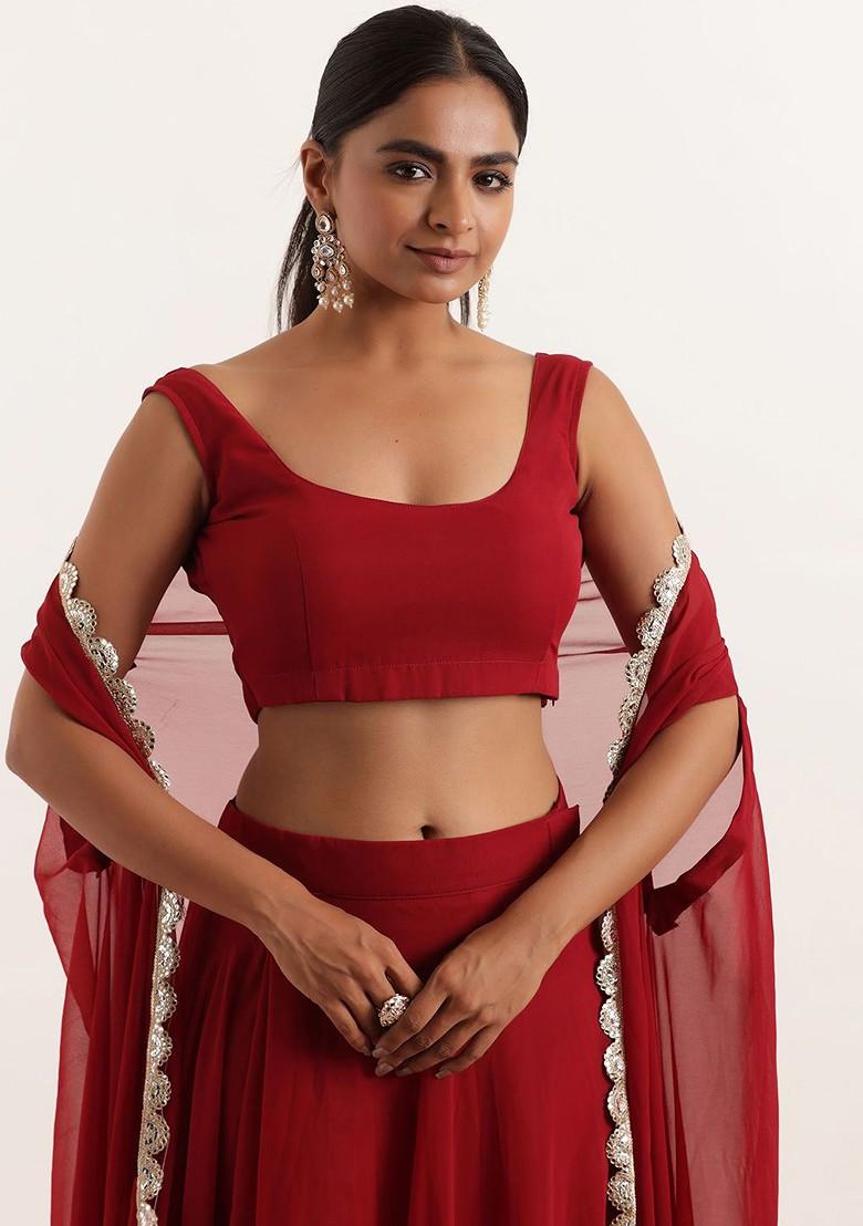 Maroon Emboridered Blended Lehenga Choli