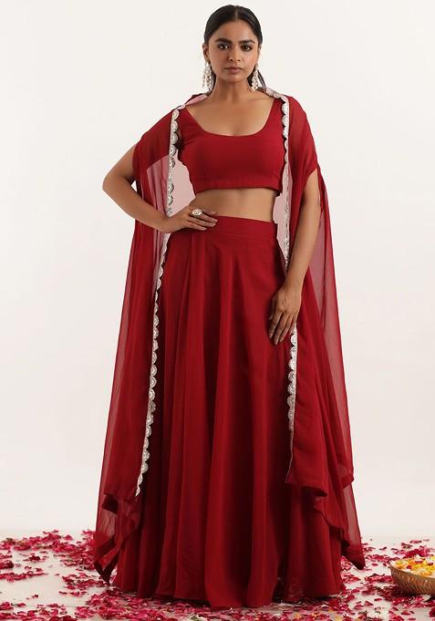 Maroon Emboridered Blended Lehenga Choli