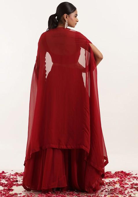 Maroon Emboridered Blended Lehenga Choli