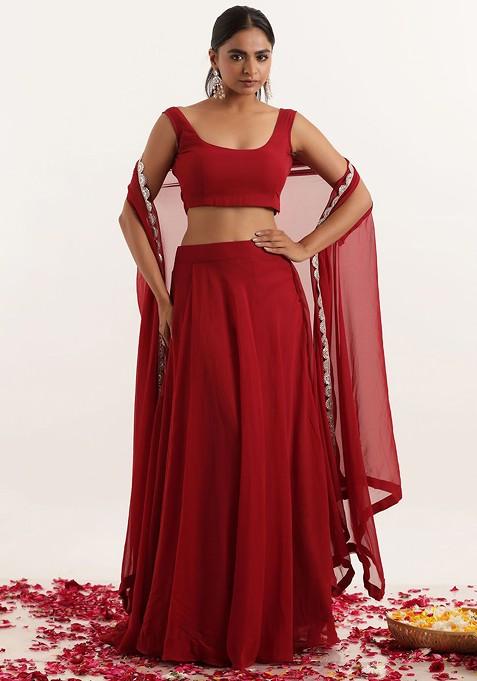 Maroon Emboridered Blended Lehenga Choli