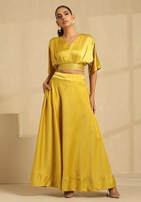 Yellow Emboridered Blended Lehenga Choli