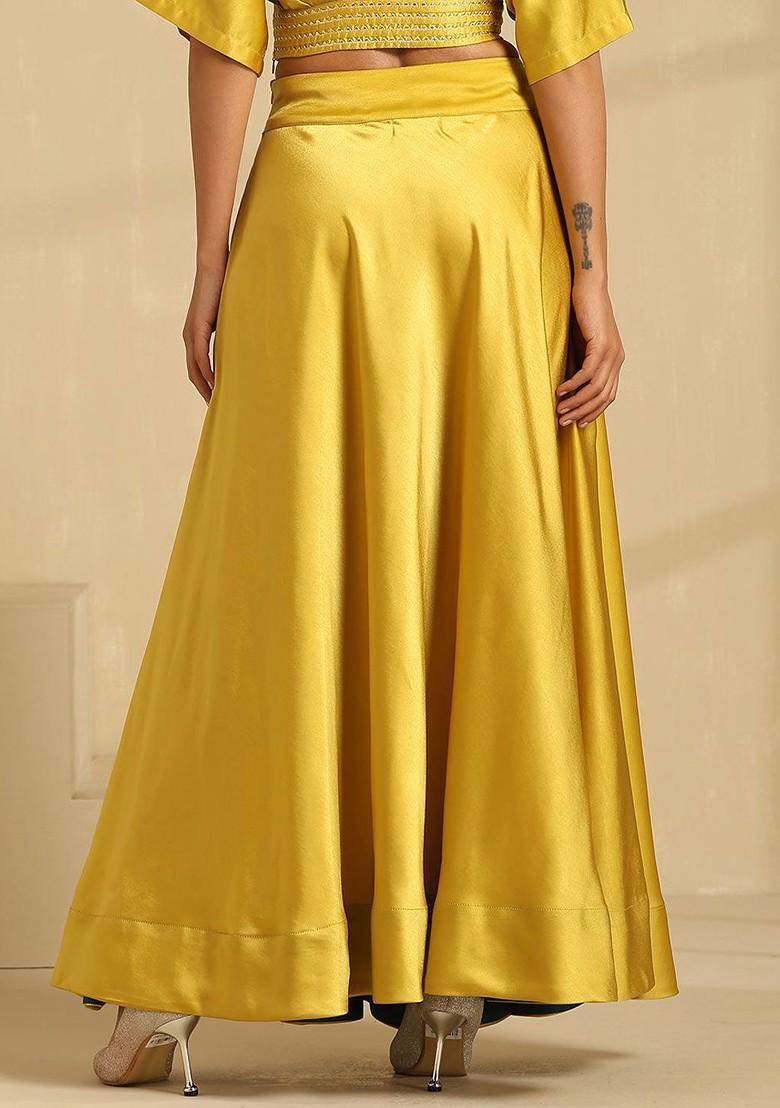 Yellow Emboridered Blended Lehenga Choli - Indya
