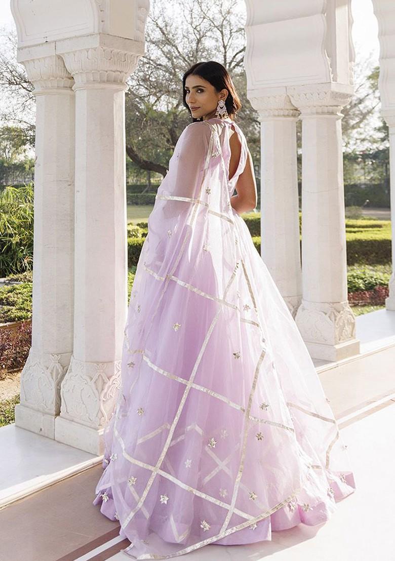 Purple Emboridered Blended Lehenga Choli - Indya