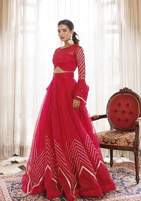 Pink Emboridered Blended Lehenga Choli