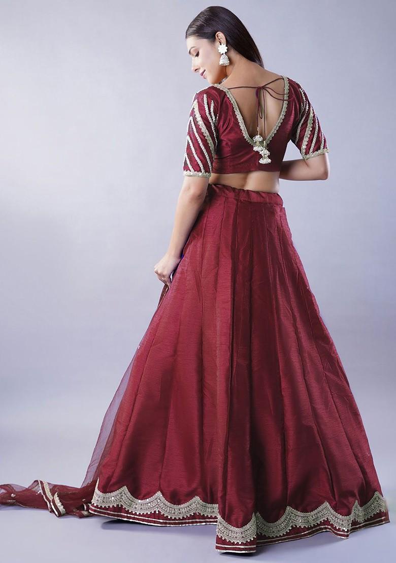 Maroon Emboridered Blended Lehenga Choli - Indya