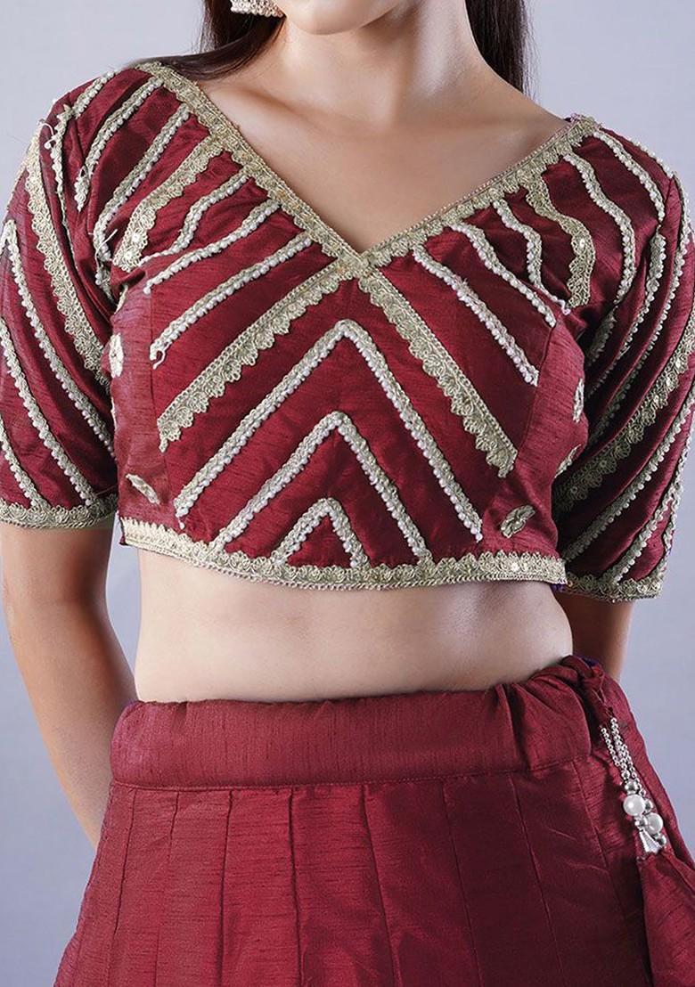 Maroon Emboridered Blended Lehenga Choli - Indya