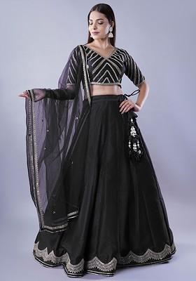 Black Emboridered Blended Lehenga Choli