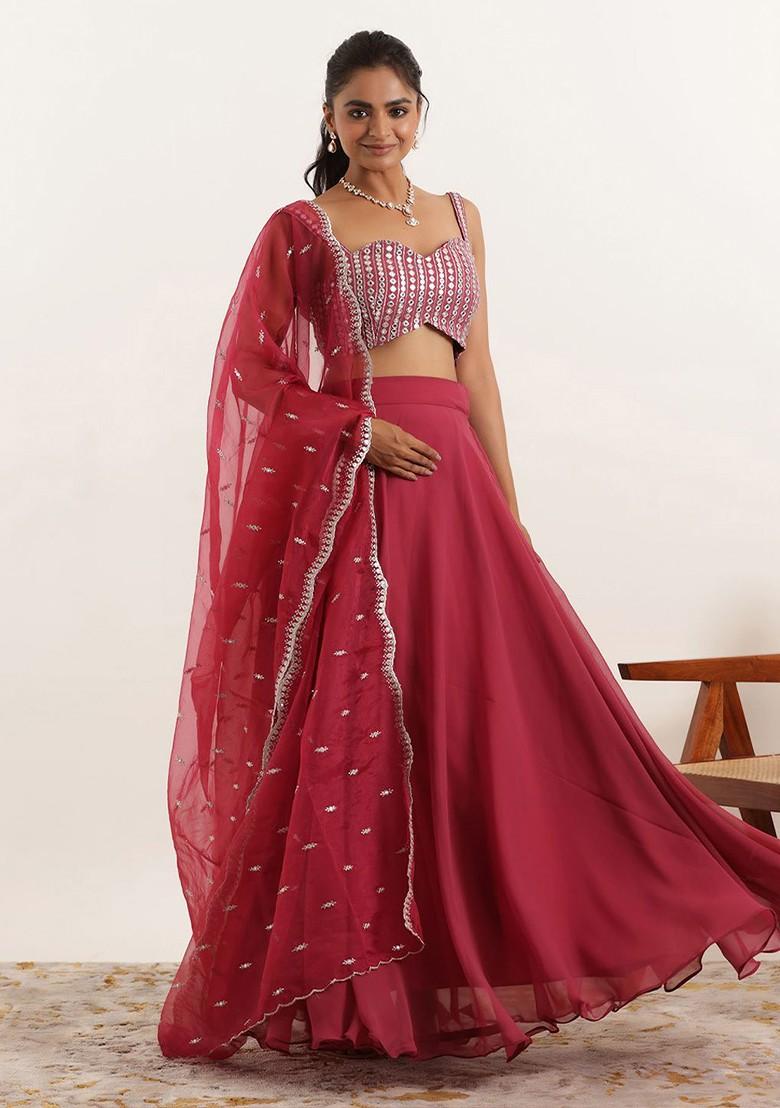 Maroon Emboridered Blended Lehenga Choli - Indya