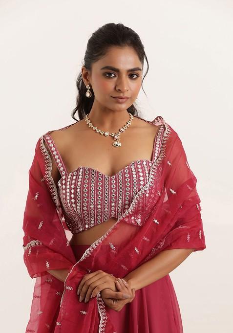 Maroon Emboridered Blended Lehenga Choli