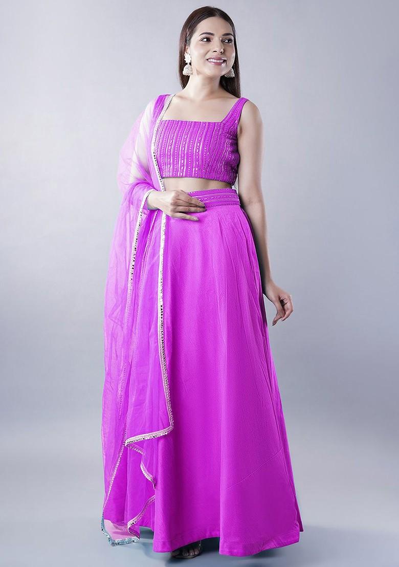 Pink Emboridered Blended Lehenga Choli