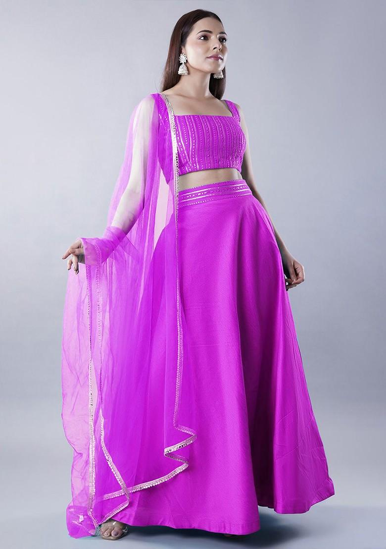 Pink Emboridered Blended Lehenga Choli