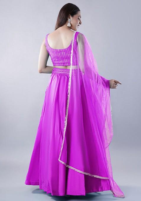 Pink Emboridered Blended Lehenga Choli