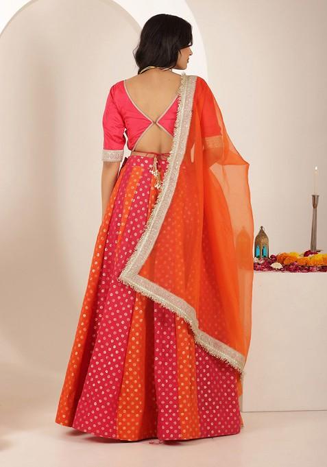 Red Emboridered Blended Lehenga Choli