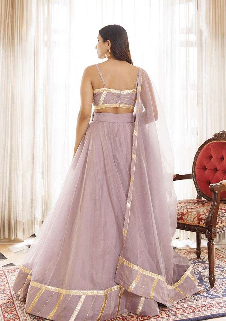 Purple Emboridered Blended Lehenga Choli - Indya