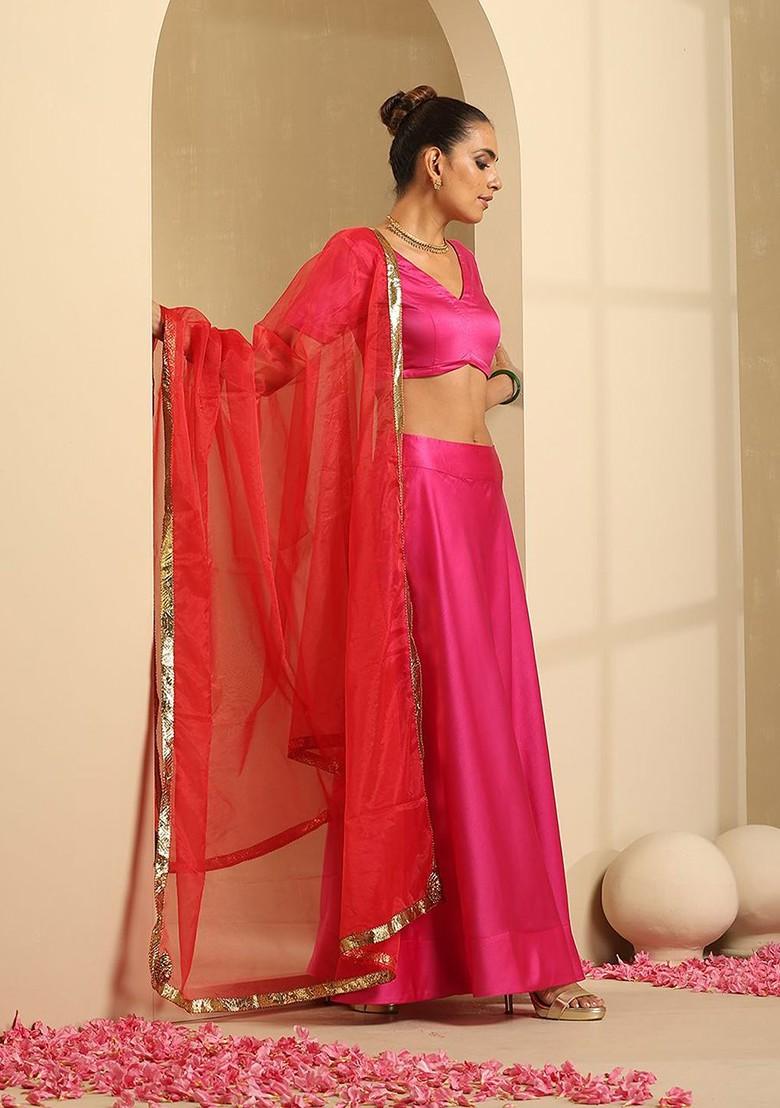 Pink Emboridered Blended Lehenga Choli