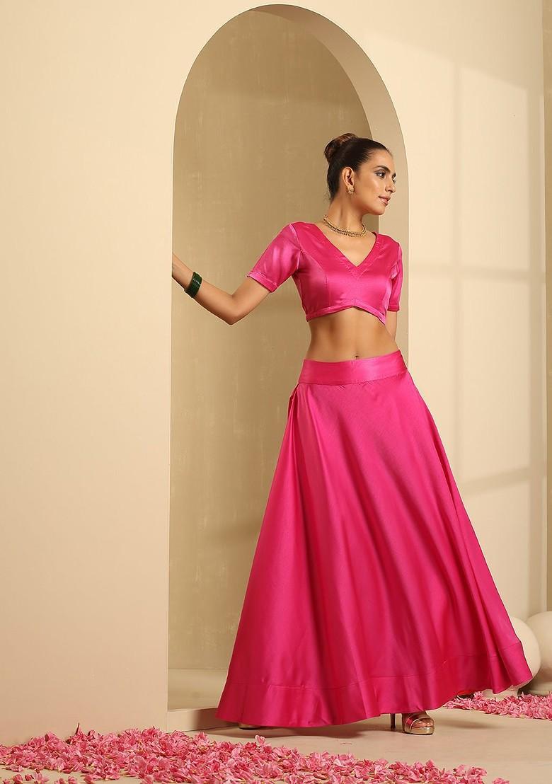Pink Emboridered Blended Lehenga Choli