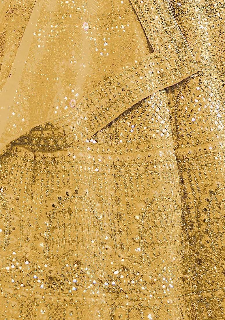 Yellow Emboridered Blended Lehenga Choli - Indya