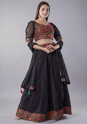 Black Emboridered Blended Lehenga Choli
