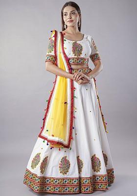 White Emboridered Blended Lehenga Choli