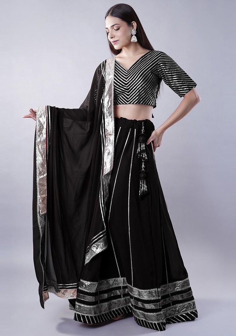 Black Embellished Blended Lehenga Choli