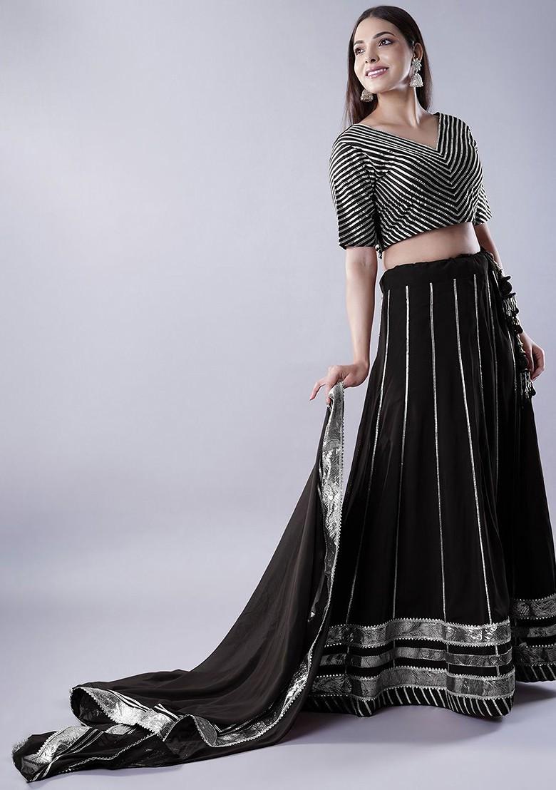 Black Embellished Blended Lehenga Choli