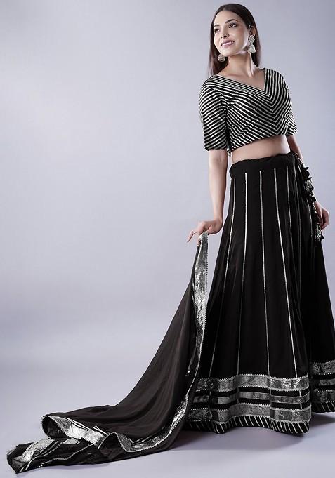 Black Embellished Blended Lehenga Choli