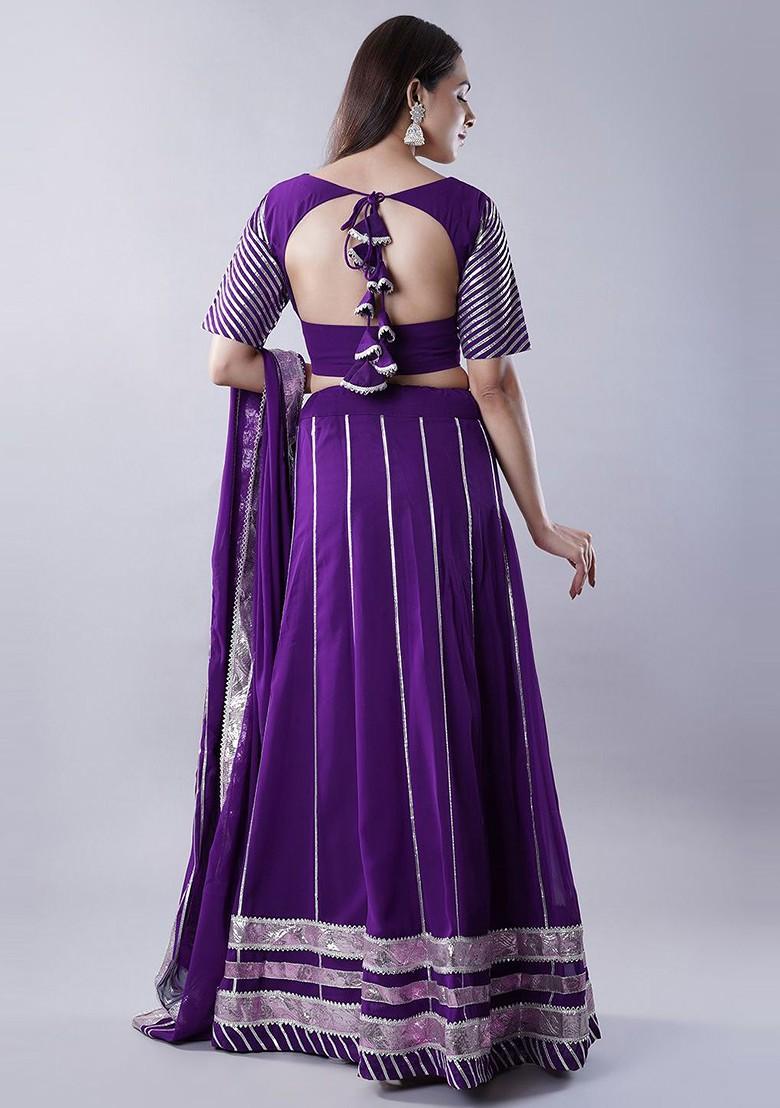 Purple Embellished Blended Lehenga Choli