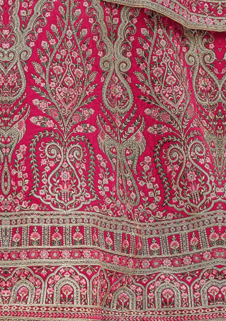 Pink Emboridered Blended Lehenga Choli - Indya