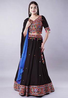 Black Emboridered Blended Lehenga Choli