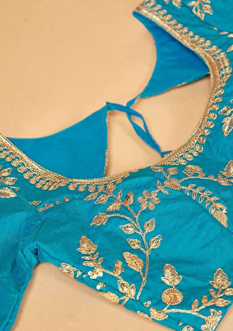Blue Emboridered Blended Lehenga Choli - Indya