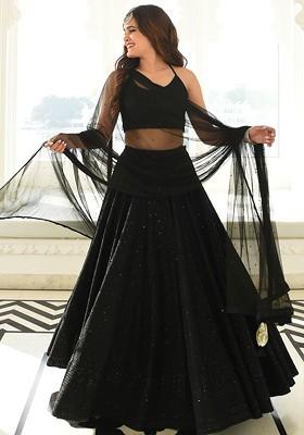 Black Emboridered Blended Lehenga Choli