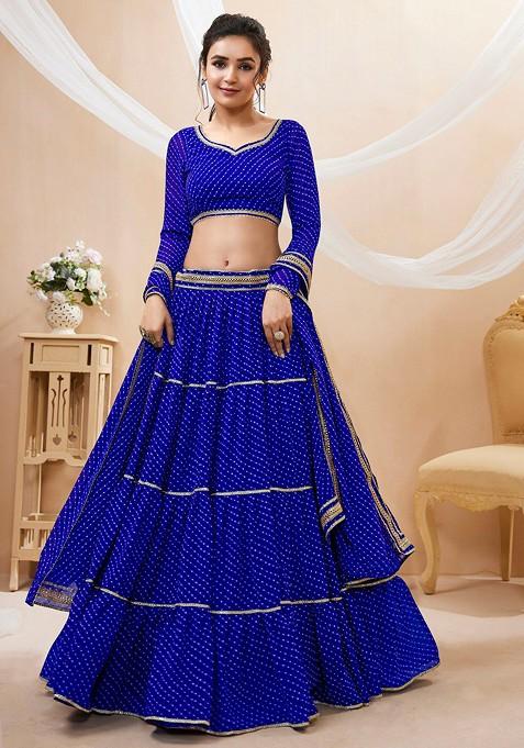 Blue Gotta Patti Blended Lehenga Choli — view on Indya