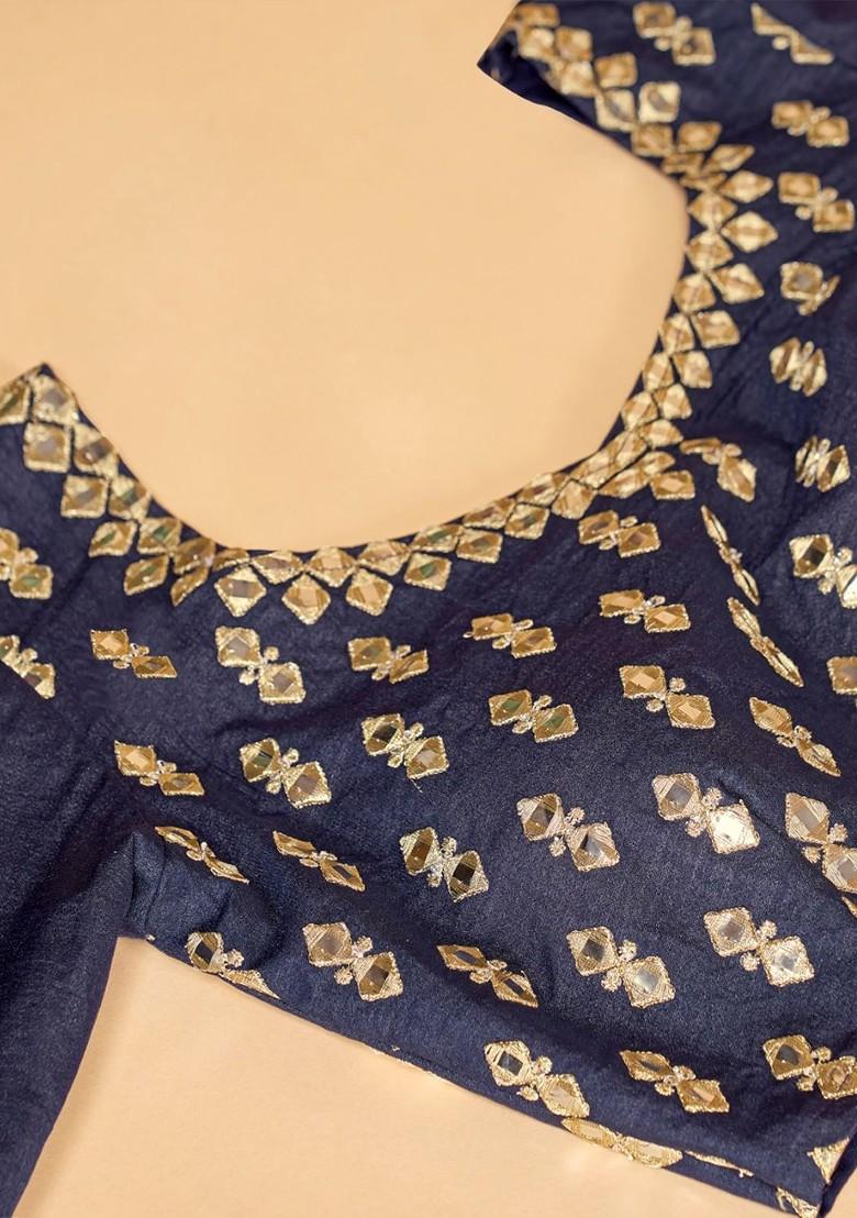 Blue Emboridered Blended Lehenga Choli - Indya