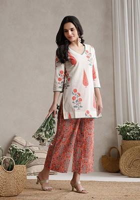 White Printed Cotton Co Ord Set