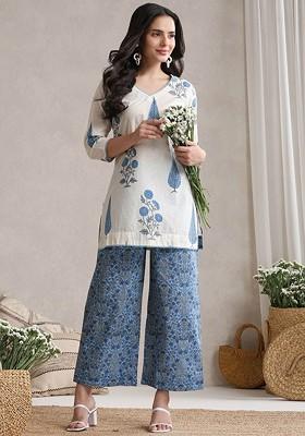 White Printed Cotton Co Ord Set