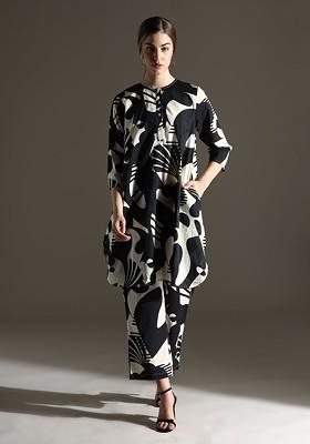 Black Printed Cotton Co Ord Set