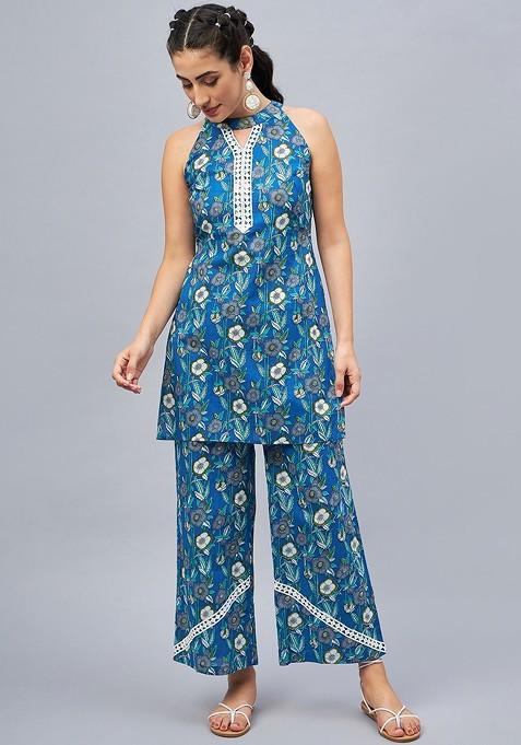 Blue Printed Cotton Co Ord Set