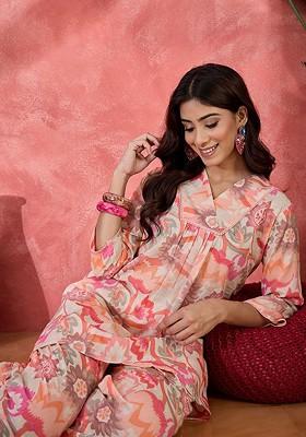 Rust Printed Cotton Co Ord Set