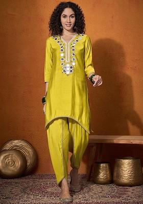 Yellow Printed Poly Blend Co Ord Set