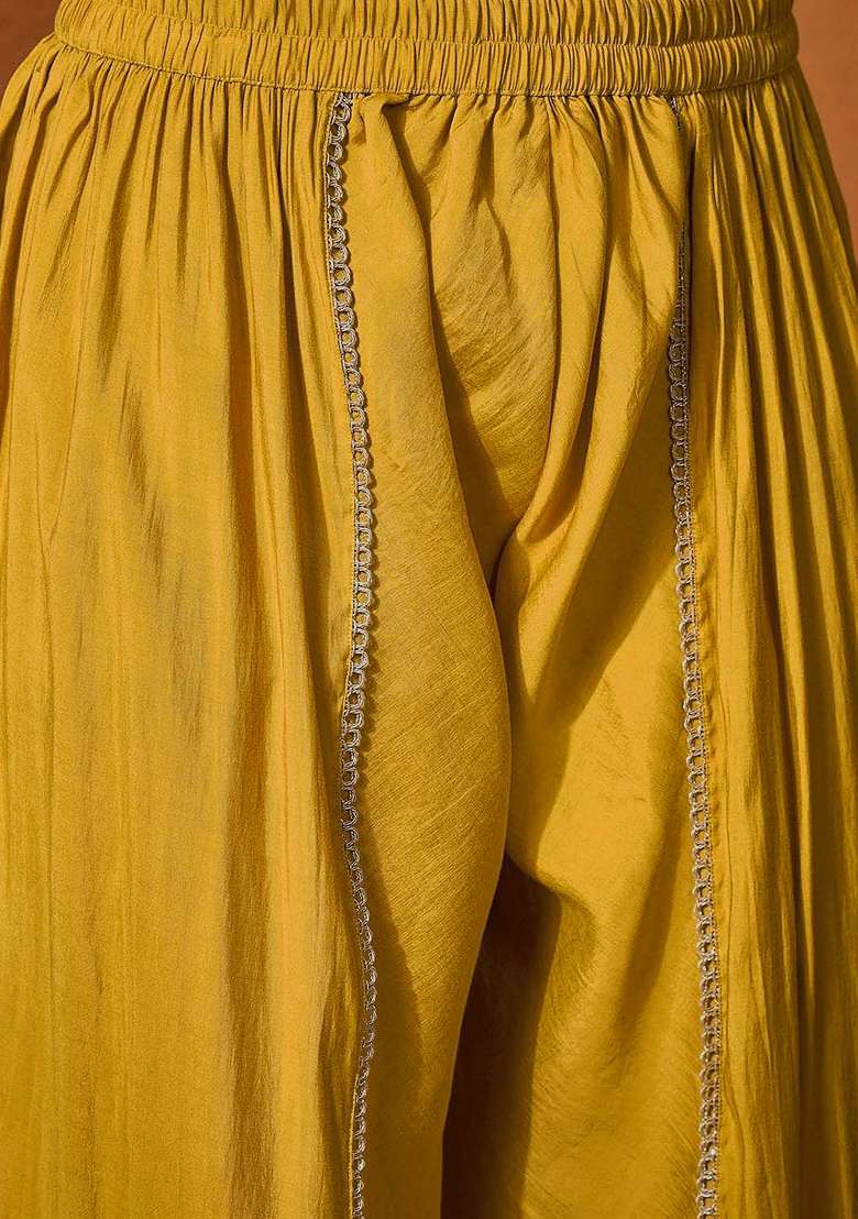 Yellow Printed Poly Blend Co Ord Set - Indya